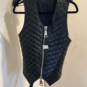 MIKA DEJA VU QUILTED LEATHER AND SILK VEST OVERSIZE BUCKLE S - BNWT!